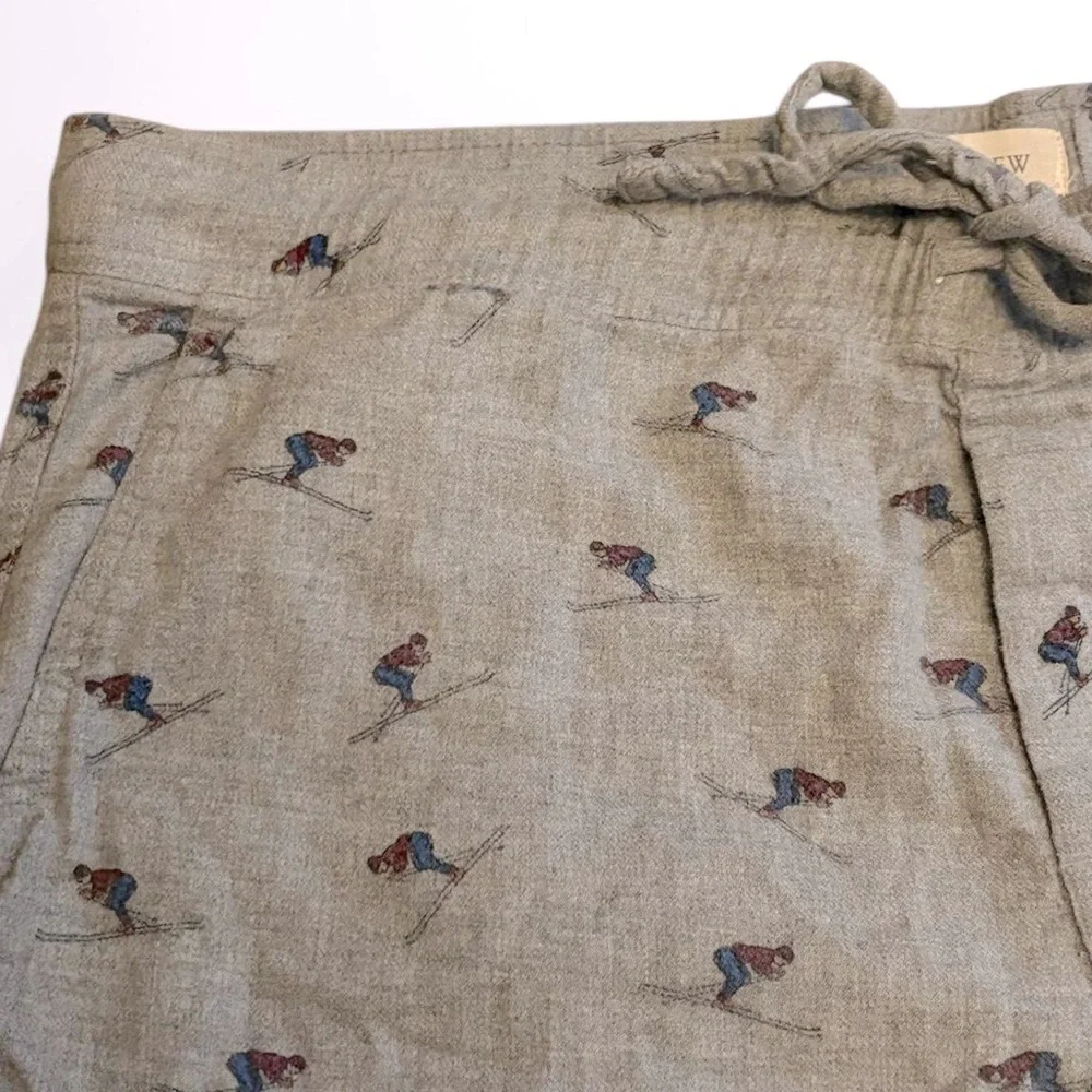 J Crew Cotton Flannel Pajama Pants skier print